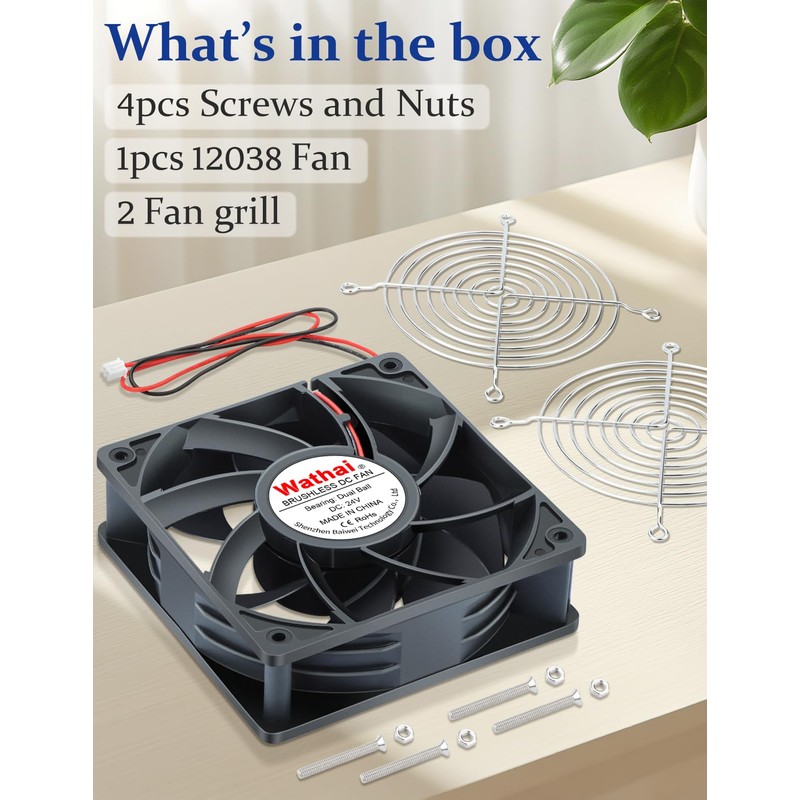 Wathai 1238 48V DC Brushless Cooling Fan 2Pin 120mm x