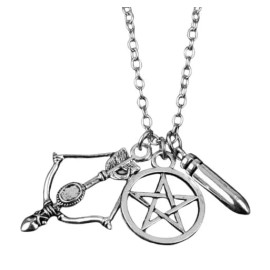 Pinstant Supernatural TV Show Fantasy Horror Drama Magic Pentagram Kaz 2Y5 Angel Necklace