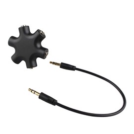Futheda Pack of 2 5-Way Audio Splitter, Universal Stereo 3.5 mm Male to Female Aux Jack Splitter Compatible with Headphones, Smartphones, Laptops and PC - Black