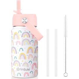 Fimibuke Kids Insulated Water Bottle, 14oz BPA FREE 18/8 A1. RAINBOW