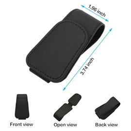 SAMGCHI Sunglass Holder for Car Sun Visor, Magnetic Eyeglass Hanger Clip for Car Visor, Leather Car Glasses Mount, Car Interior Visor Accessories (Black-1Pcs)