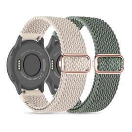 EverAct 2 Pack Braided Band 18mm Soft Nylon Compatible with Garmin Venu 2S/Venu 3S/Vivoactive 4S/Vivomove 3S/Forerunner 255S/Forerunner 265S, Quick Release Braided Strap Wristband Loop for Women Men