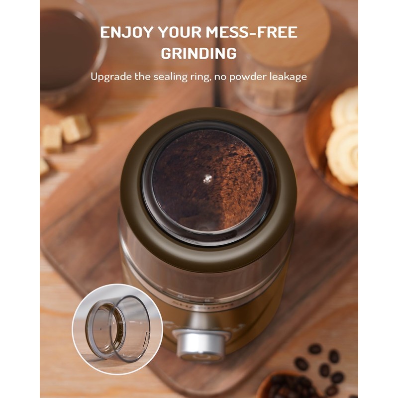 SHARDOR Electric Super Silent Blade Coffee Grinder, Timed Grind Control
