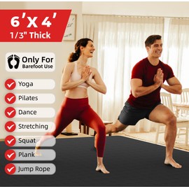 GymCope Extra Large Yoga Mat – 72"x48" or 78"x57", Non-Slip TPE Exercise Mat for Women & Men, Available in 1/4" to 1/2" Thickness, for Home Gym, Yoga, Pilates & Barefoot Workouts, with Towel, Straps & Carry Bag