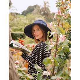 XXL Packable Summer Cotton Sun Hat Bucket UV UPF 50+ Protection Wide Brim Beach Gardening for Extra Large Big Head Women Navy 63-64CM