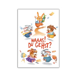 Leaving Card for Colleagues with Envelope in XXL Format A4 Funny Folding Card for Job Change Termination Rabbits