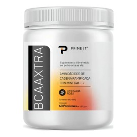 Aminoácidos Bcaa Con Electrolitos 60 Servicios Bcaaxtra Primetech Vegetales, Fermentados, Instantáneos, 2.5g L-leucina, 1.25g L-isoleucina, 1.25g L-valina, agua de coco y minerales sabor Limonada