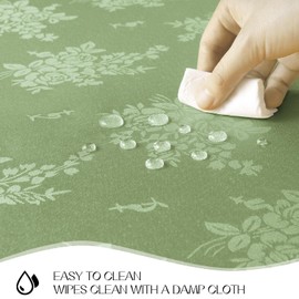 Romanstile Spring Jacquard Rectangle Tablecloth - Sage Green Waterproof Damask Rose Floral Pattern Decorative Table Cloth, Heavy Weight Fabric Table Cover for Dining/Party/Holiday - 52 x 70 Inch