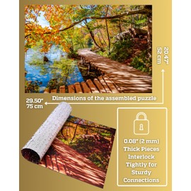 1000 Piece Puzzle for Adults – Golden Forest Trail Beside Quiet Lake in Autumn, Gift-Ready Box, Letters on Back, 8 Jigsaw Puzzle Saver Sheets & Full-Size Poster by GERJATO – Ideal Gift for Loved Ones