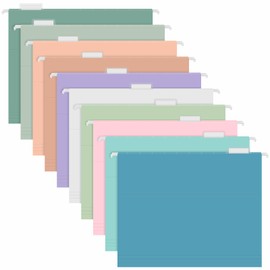 30 Pack Hanging File Folders, Letter Size with 1/5-Cut Adjustable Tabs, Pastel 10 Selected Color - File Folder Organizer for Filing Cabinet Office Home, Designed for Bulky Files, Medical Charts