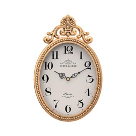 Abdurey Small French Retro Decorative Wall Clock, Antique Gold Vintage Oval Style,Silent Battery Operated Boho Decor Wall Clocks for Farmhouse,Kitchen,Bedroom,Bathroom(10.4" H x 6.7" W)