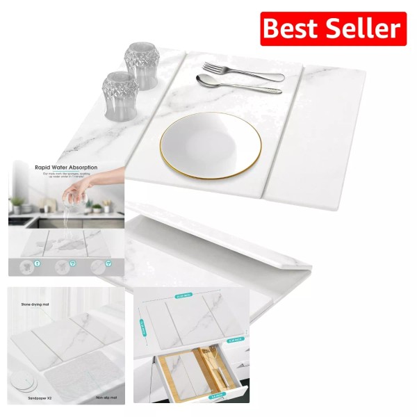 Unbranded Luxury Foldable Stone Mat for Instant Drying - 20"×16"