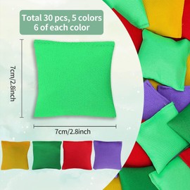 CLRBEATTY 30 Pcs Bean Bags,Cornhole Bean Bags for Tossing,Nylon Beanbags Hand Toss Games,Family Games Bean Bag for Kids,Mini Colorful Cornhole Bean Bag,Party Game Supplies for Boy Girl,2.8x2.8 inch
