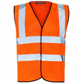 MyShoeStore Hi Viz High Vis Visibility Vests 2 Band Reflective Security Work Contractor Safety Vest Waistcoat Jacket Top (Orange, 4XL)