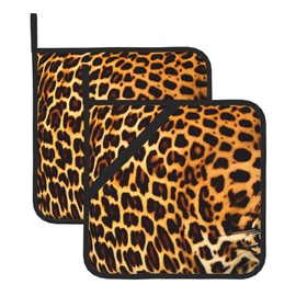 Stripes on Leopards Patterned Pot mats, Set of 2, 8 * 8 inch Square Protective mats, Suitable for Microwave, Oven, Pot lid, Grill