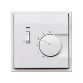 Halmburger Room Thermostat RTR-7013rg Including Jung LS 990 Frame LS981WW Alpine White and Cover, Opener with Switch On/Off for Actuators 230 V Closed without Power