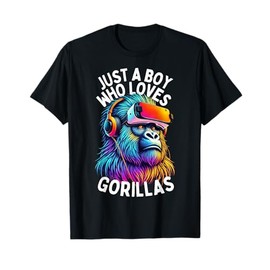 Just A Boy Who Loves Gorilla Birthday Boys Adult Kids T-Shirt