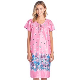 Casual Nights Women's Round Neck Mu-Mu Housecoat Lounger - Pink - 3X-Large