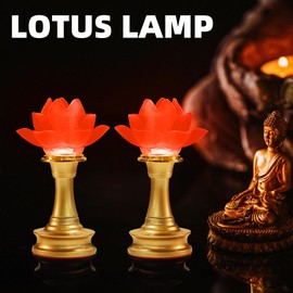 CFSHGLPSF 6.5inch 1 Pair-7 Color LED Lotus Flower Lamp - Lotus Buddhist Lamp Lights, Buddha Lamp Light with Adjustable Switch for Buddhist Occasions, Supplies Meditation