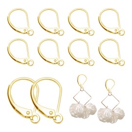 925 Sterling Silver Leverback French Earring Hooks, Hypoallergenic Interchangeable Dangle Ear Wire, Clip Earring Connector for Earring Jewelry Making （10x16mm，Gold）