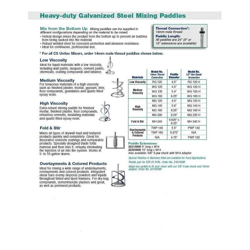 CS Unitec WG 120 4.5" Medium-Viscosity Mixing Paddle
