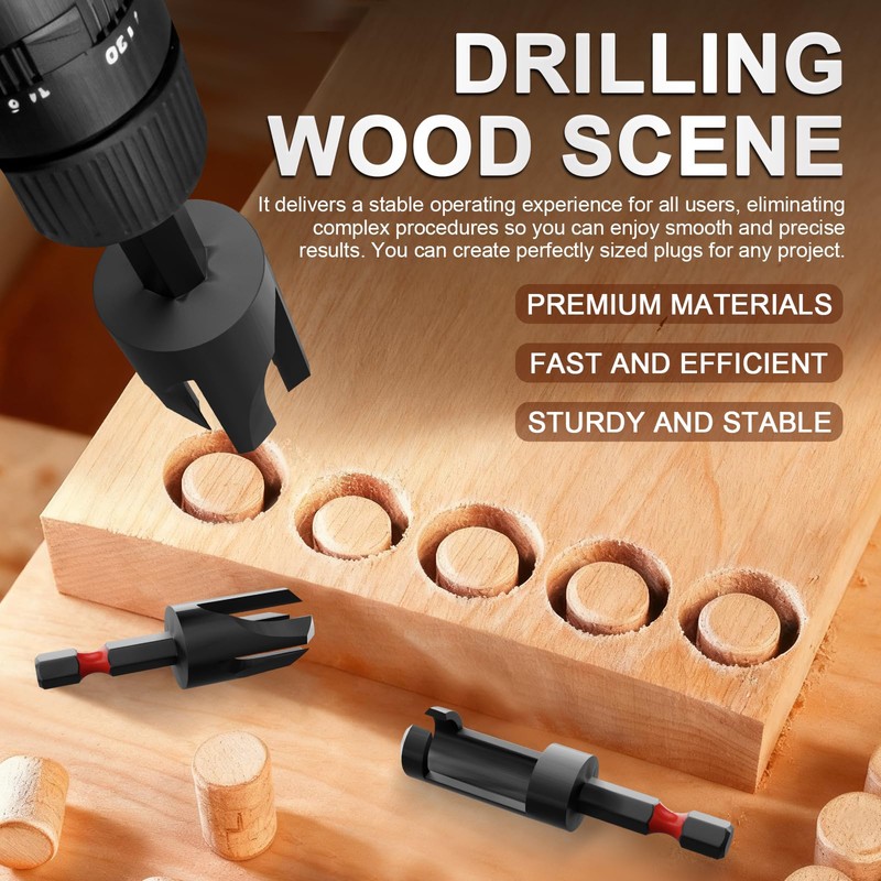 FROOOK Wood Plug Cutter Drill Bit Set 16-Piece, Straight and