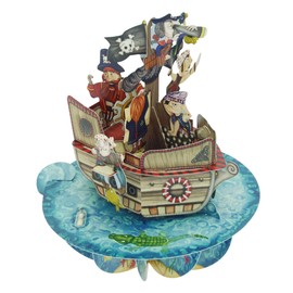Santoro Pirouettes Pirate Ship 3D Pop Up Greeting Card, Multicolor