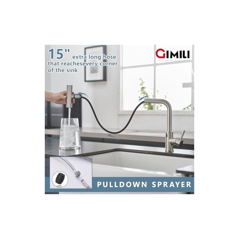 GIMILI Touchless Kitchen Faucet with Pull Down Sprayer, 15” Hight