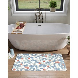 LUMI Thin Bathroom Rugs, Absorbent Quick Dry Bath Mat, Flat Non-Slip Bath Mat for Bathroom, Artistic Decor Mat for Floor, Shower, Sink, 24"x44", Lychee