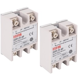BlueStars Pack of 2 SSR-25AA Solid State Relay AC 80–250V Input, AC 24–380V Output, 25A Single Phase Semi-Conductor Module