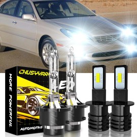 CHUSYYRAY For Lexus ES330 2004 4X D2R+H3 HID/LED Headlight Low Beam +Fog Light Bulbs Kit