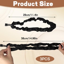Adjustable Hair Ties, 3 Pcs Satin Hair Tie Puff Cuff Soft and Non-Damaging It Won'T Pull or Cause Headaches Perfect for Creating A Stylish Afro Hairstyle(Black)