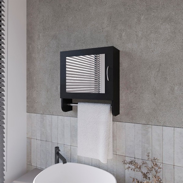 Heemab Wall-Mounted Medicine Cabinet with Mirror and Towel Bar, Stylish
