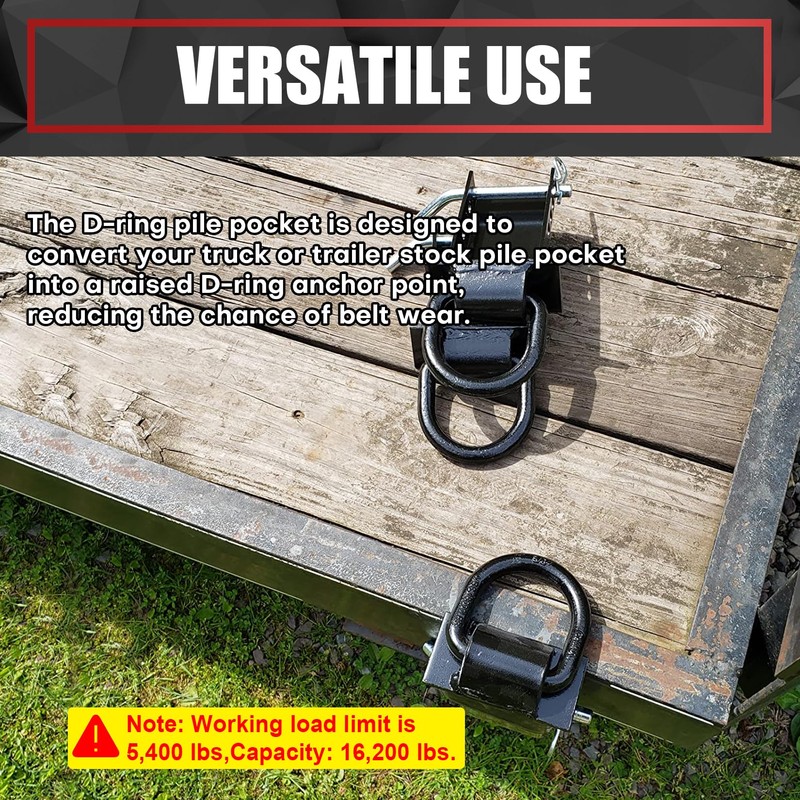 VIAGL 2Pcs 18000lbs Heavy Duty Removable D Ring Stake Pocket