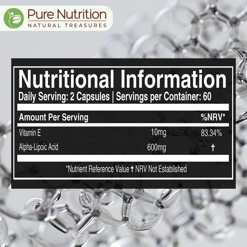 Pure Nutrition Alpha Lipoic Acid 600mg + Vitamin E |