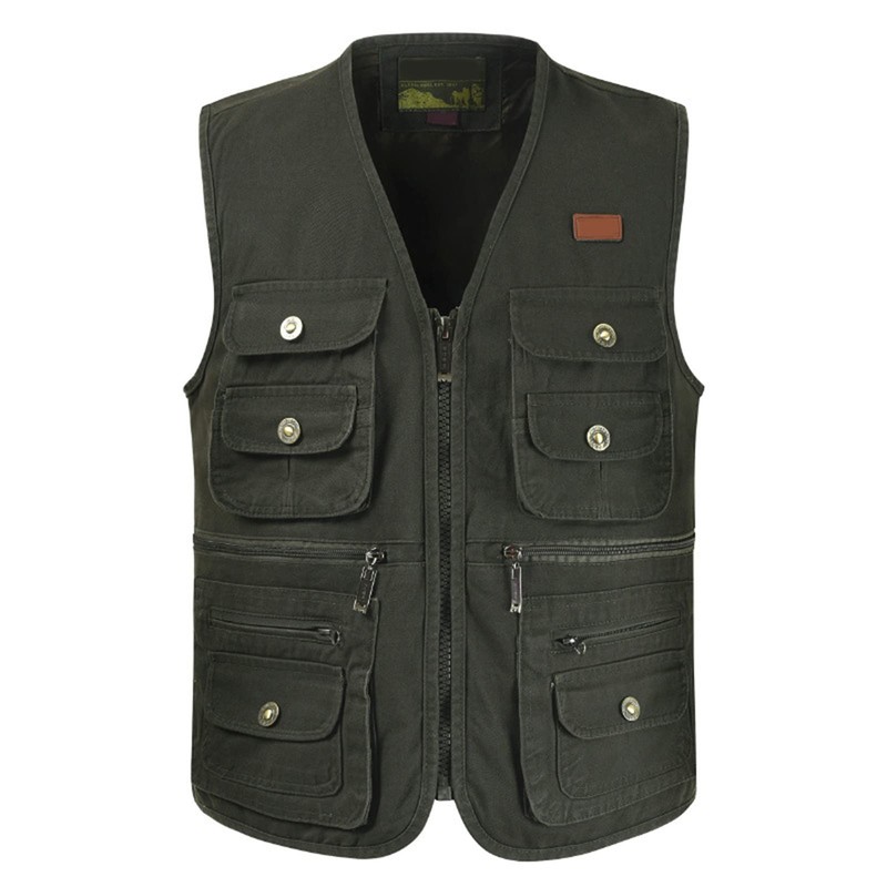 Cargo Vest, Soft and Breathable Multi-Pocket Cotton Camera Vest for