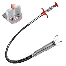 63 inch flexible drain snake drain clog remover tool, sewer, shower, kitchen, bathroom, tub, plunger alternative, drain hair removal tool（Gift 10 disposable floor drain nets）