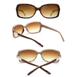 JM Classic Bifocal Reading Glasses Square Stylish Gradient Sunglasses Readers for Women +3.5 Tortoise