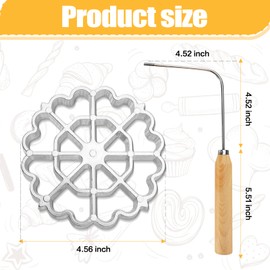 Bunuelos Mold Rosette Iron Molds Set with Wooden Handle - Lotus Flower Bunuelos Cookie Maker Mold with Pasta Cutter Wheel for Home and Kitchen Use