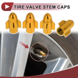 HEROFFIX 4 Pcs Rocket Style Tire Valve Stem Caps Decorative Tyre Valve Dust Covers 7x25.4mm Gold Tone Aluminum Alloy