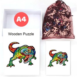 Home Melody Holzpuzzle Dinosaurier | A4 Größe 29,7 x 21 cm | 180+ Teile | Wooden-Puzzle Dino in Geschenk-Box | Erwachsene Kinder-Geburtstag Junge Mädchen | Holz-Puzzle einzigartige Form