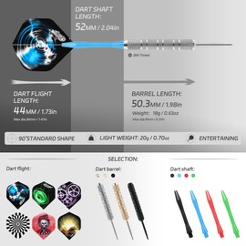 CyeeLife Darts Metal Tip, 18 Pieces Professional Steel Darts, Steel Darts Set with Shaft and Flights, for Beginners and Hobbyists