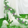 5.9FT Artificial Rose and Baby’s Breath Vine Garland, 4 Roses