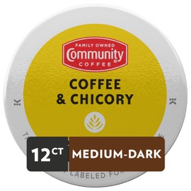 Community Coffee Coffee & Chicory 12 Count Coffee Pods, Medium-Dark Roast, Compatible with Keurig 2.0 K-cup Brewers, 12 Count (Pack of 1)