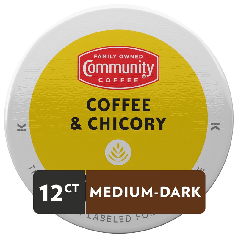 Community Coffee Coffee & Chicory 12 Count Coffee Pods, Medium-Dark