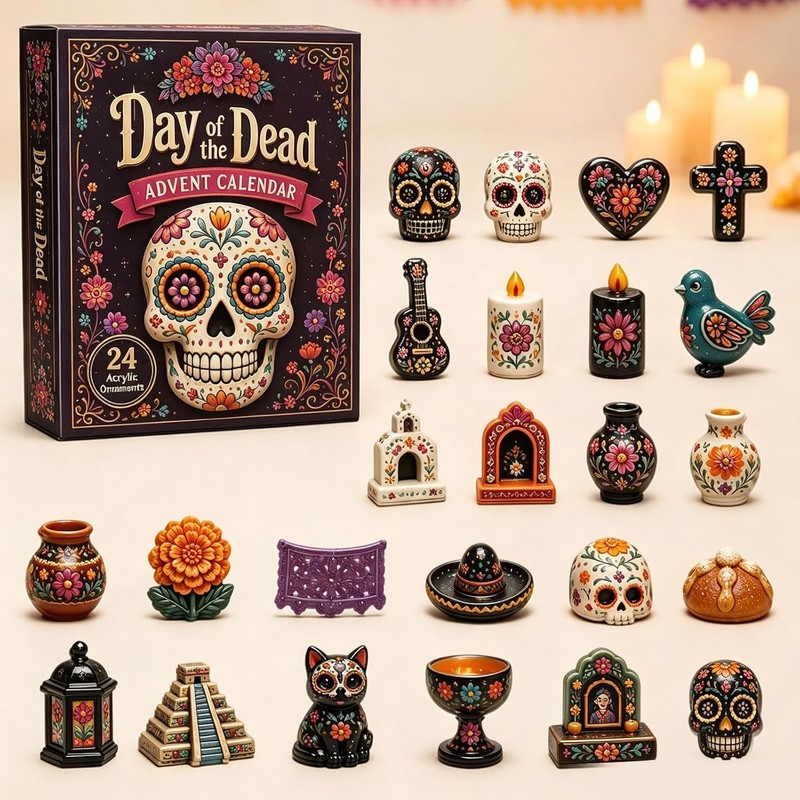 Day of the Dead Skull Advent Calendar 24 Days Ornament