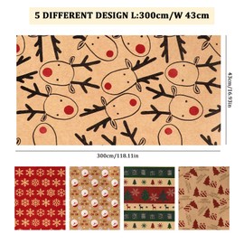 Qukou 43cm x 15m Christmas Wrapping Paper Xmas Gift Wrapping Sheet Mini Roll to Gift Wrap Small Christmas Presents Decoration (discreteness)