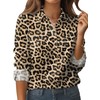 Zeagoo Womens Leopard Print Button Down Shirts Long Sleeve Collared