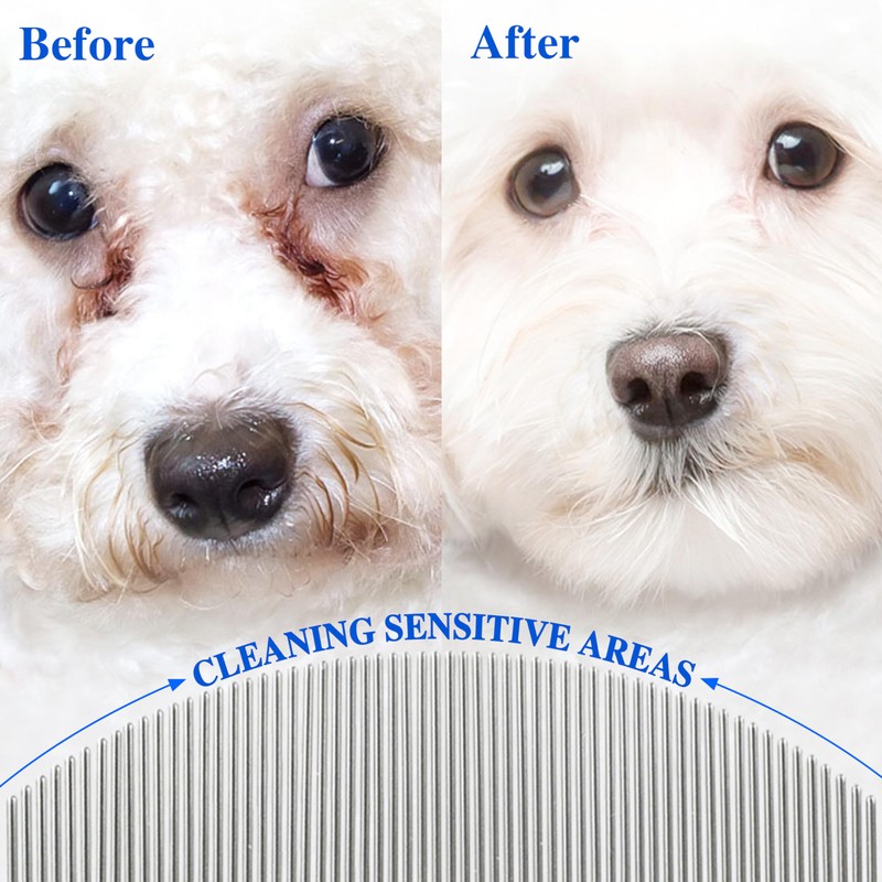 Professional Eye Comb for Pets, Stainless Steel Tear Stain Remover，4