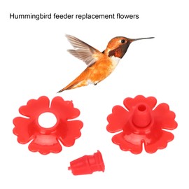 Hummingbird Feeder Parts, 30 Set Hummingbird Feeders Replacement Flowers Hanging Bird Feeding Ports Replacement Parts Garden Supplies Accessories for Hummingbird Feeder Hanging Feeder, Red